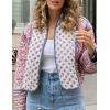 imageFlygo Women Cropped Puffer Jacket Cardigan Floral Printed Quilted Coats Lightweight Open Front Crop Padded Down Jackets01 Pink