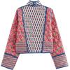 imageFlygo Women Cropped Puffer Jacket Cardigan Floral Printed Quilted Coats Lightweight Open Front Crop Padded Down Jackets01 Red
