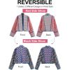 imageFlygo Women Cropped Puffer Jacket Cardigan Floral Printed Quilted Coats Lightweight Open Front Crop Padded Down Jackets01 Red
