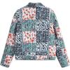 imageFlygo Women Cropped Puffer Jacket Cardigan Floral Printed Quilted Coats Lightweight Open Front Crop Padded Down Jackets02 Blue