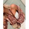 imageFlygo Women Cropped Puffer Jacket Cardigan Floral Printed Quilted Coats Lightweight Open Front Crop Padded Down Jackets02 Brown