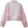 imageFlygo Women Cropped Puffer Jacket Cardigan Floral Printed Quilted Coats Lightweight Open Front Crop Padded Down Jackets03 Pink