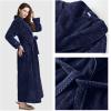 imageFlygo Women Fleece Long Robe Plush Long Bathrobes Soft Warm Sleepwear Pjs Loungewear with PocketsBlueXL