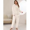 imageFlygo Women Fuzzy Warm Fleece Pajamas Sets Winter Flannel Sleepwear Fluffy Pajama Pullover Top Lounge Pants Set02 Beigekangaroo Pocket