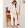imageFlygo Women Fuzzy Warm Fleece Pajamas Sets Winter Flannel Sleepwear Fluffy Pajama Pullover Top Lounge Pants Set02 Beigekangaroo Pocket