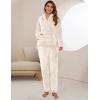imageFlygo Women Fuzzy Warm Fleece Pajamas Sets Winter Flannel Sleepwear Fluffy Pajama Pullover Top Lounge Pants Set02 Beigekangaroo Pocket