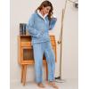 imageFlygo Women Fuzzy Warm Fleece Pajamas Sets Winter Flannel Sleepwear Fluffy Pajama Pullover Top Lounge Pants Set02 Bluekangaroo Pocket