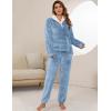 imageFlygo Women Fuzzy Warm Fleece Pajamas Sets Winter Flannel Sleepwear Fluffy Pajama Pullover Top Lounge Pants Set02 Bluekangaroo Pocket