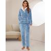 imageFlygo Women Fuzzy Warm Fleece Pajamas Sets Winter Flannel Sleepwear Fluffy Pajama Pullover Top Lounge Pants Set02 Bluekangaroo Pocket