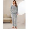 imageFlygo Women Fuzzy Warm Fleece Pajamas Sets Winter Flannel Sleepwear Fluffy Pajama Pullover Top Lounge Pants Set02 Greykangaroo Pocket