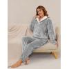 imageFlygo Women Fuzzy Warm Fleece Pajamas Sets Winter Flannel Sleepwear Fluffy Pajama Pullover Top Lounge Pants Set02 Greykangaroo Pocket