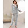 imageFlygo Women Fuzzy Warm Fleece Pajamas Sets Winter Flannel Sleepwear Fluffy Pajama Pullover Top Lounge Pants Set02 Greykangaroo Pocket