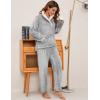 imageFlygo Women Fuzzy Warm Fleece Pajamas Sets Winter Flannel Sleepwear Fluffy Pajama Pullover Top Lounge Pants Set02 Greykangaroo Pocket
