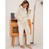 imageFlygo Women Fuzzy Warm Fleece Pajamas Sets Winter Flannel Sleepwear Fluffy Pajama Pullover Top Lounge Pants Set02 Khakikangaroo Pocket