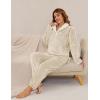 imageFlygo Women Fuzzy Warm Fleece Pajamas Sets Winter Flannel Sleepwear Fluffy Pajama Pullover Top Lounge Pants Set02 Khakikangaroo Pocket