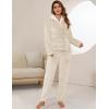 imageFlygo Women Fuzzy Warm Fleece Pajamas Sets Winter Flannel Sleepwear Fluffy Pajama Pullover Top Lounge Pants Set02 Khakikangaroo Pocket