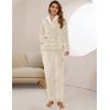 imageFlygo Women Fuzzy Warm Fleece Pajamas Sets Winter Flannel Sleepwear Fluffy Pajama Pullover Top Lounge Pants Set02 Khakikangaroo Pocket