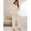 imageFlygo Women Fuzzy Warm Fleece Pajamas Sets Winter Flannel Sleepwear Fluffy Pajama Pullover Top Lounge Pants Set02 Khakikangaroo Pocket