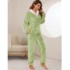 imageFlygo Women Fuzzy Warm Fleece Pajamas Sets Winter Flannel Sleepwear Fluffy Pajama Pullover Top Lounge Pants Set02 Lightgreenkangaroo Pocket