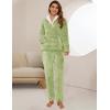 imageFlygo Women Fuzzy Warm Fleece Pajamas Sets Winter Flannel Sleepwear Fluffy Pajama Pullover Top Lounge Pants Set02 Lightgreenkangaroo Pocket