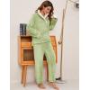 imageFlygo Women Fuzzy Warm Fleece Pajamas Sets Winter Flannel Sleepwear Fluffy Pajama Pullover Top Lounge Pants Set02 Lightgreenkangaroo Pocket