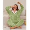 imageFlygo Women Fuzzy Warm Fleece Pajamas Sets Winter Flannel Sleepwear Fluffy Pajama Pullover Top Lounge Pants Set02 Lightgreenkangaroo Pocket