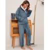 imageFlygo Women Fuzzy Warm Fleece Pajamas Sets Winter Flannel Sleepwear Fluffy Pajama Pullover Top Lounge Pants Set02 Navykangaroo Pocket