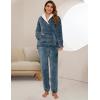 imageFlygo Women Fuzzy Warm Fleece Pajamas Sets Winter Flannel Sleepwear Fluffy Pajama Pullover Top Lounge Pants Set02 Navykangaroo Pocket
