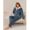 imageFlygo Women Fuzzy Warm Fleece Pajamas Sets Winter Flannel Sleepwear Fluffy Pajama Pullover Top Lounge Pants Set02 Navykangaroo Pocket