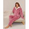 imageFlygo Women Fuzzy Warm Fleece Pajamas Sets Winter Flannel Sleepwear Fluffy Pajama Pullover Top Lounge Pants Set02 Pinkkangaroo Pocket