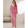 imageFlygo Women Fuzzy Warm Fleece Pajamas Sets Winter Flannel Sleepwear Fluffy Pajama Pullover Top Lounge Pants Set02 Pinkkangaroo Pocket