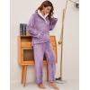 imageFlygo Women Fuzzy Warm Fleece Pajamas Sets Winter Flannel Sleepwear Fluffy Pajama Pullover Top Lounge Pants Set02 Purplekangaroo Pocket