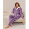 imageFlygo Women Fuzzy Warm Fleece Pajamas Sets Winter Flannel Sleepwear Fluffy Pajama Pullover Top Lounge Pants Set02 Purplekangaroo Pocket