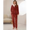 imageFlygo Women Fuzzy Warm Fleece Pajamas Sets Winter Flannel Sleepwear Fluffy Pajama Pullover Top Lounge Pants Set02 Redkangaroo Pocket