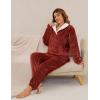 imageFlygo Women Fuzzy Warm Fleece Pajamas Sets Winter Flannel Sleepwear Fluffy Pajama Pullover Top Lounge Pants Set02 Redkangaroo Pocket