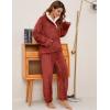 imageFlygo Women Fuzzy Warm Fleece Pajamas Sets Winter Flannel Sleepwear Fluffy Pajama Pullover Top Lounge Pants Set02 Redkangaroo Pocket