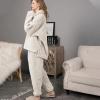 imageFlygo Women Fuzzy Warm Fleece Pajamas Sets Winter Flannel Sleepwear Fluffy Pajama Pullover Top Lounge Pants SetBeige