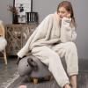 imageFlygo Women Fuzzy Warm Fleece Pajamas Sets Winter Flannel Sleepwear Fluffy Pajama Pullover Top Lounge Pants SetBeige
