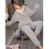 imageFlygo Women Fuzzy Warm Fleece Pajamas Sets Winter Flannel Sleepwear Fluffy Pajama Pullover Top Lounge Pants SetGrey