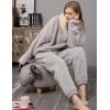 imageFlygo Women Fuzzy Warm Fleece Pajamas Sets Winter Flannel Sleepwear Fluffy Pajama Pullover Top Lounge Pants SetGrey