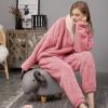 imageFlygo Women Fuzzy Warm Fleece Pajamas Sets Winter Flannel Sleepwear Fluffy Pajama Pullover Top Lounge Pants SetPink