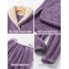 imageFlygo Women Fuzzy Warm Fleece Pajamas Sets Winter Flannel Sleepwear Fluffy Pajama Pullover Top Lounge Pants SetPurple