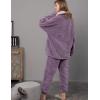 imageFlygo Women Fuzzy Warm Fleece Pajamas Sets Winter Flannel Sleepwear Fluffy Pajama Pullover Top Lounge Pants SetPurple