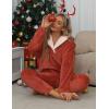 imageFlygo Women Fuzzy Warm Fleece Pajamas Sets Winter Flannel Sleepwear Fluffy Pajama Pullover Top Lounge Pants SetRed
