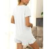 imageFlygo Womens 2 Piece Pajama Set Short Sleeve Tracksuit Sleepwear Scalloped Edges Drawstring Waist ShortsWhite