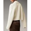 imageFlygo Womens Cropped Cardigan Sweater Oversized Shawl Lapel 2025 Fall Fashion Open Front Sweater Jacket Knit OutwearBeige