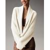 imageFlygo Womens Cropped Cardigan Sweater Oversized Shawl Lapel 2025 Fall Fashion Open Front Sweater Jacket Knit OutwearBeige