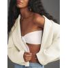 imageFlygo Womens Cropped Cardigan Sweater Oversized Shawl Lapel 2025 Fall Fashion Open Front Sweater Jacket Knit OutwearBeige