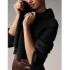 imageFlygo Womens Cropped Cardigan Sweater Oversized Shawl Lapel 2025 Fall Fashion Open Front Sweater Jacket Knit OutwearBlack