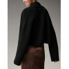 imageFlygo Womens Cropped Cardigan Sweater Oversized Shawl Lapel 2025 Fall Fashion Open Front Sweater Jacket Knit OutwearBlack